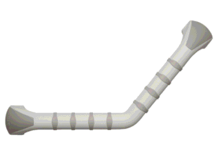 Kunststoff Wandhaltegriff Handy, gewinkelt 40 cm, weiß-grau