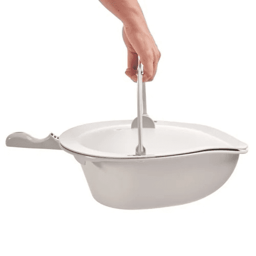 Becken mit Deckel und Handgriff für Dusch- und Toilettenrollstuhl Clean, grau