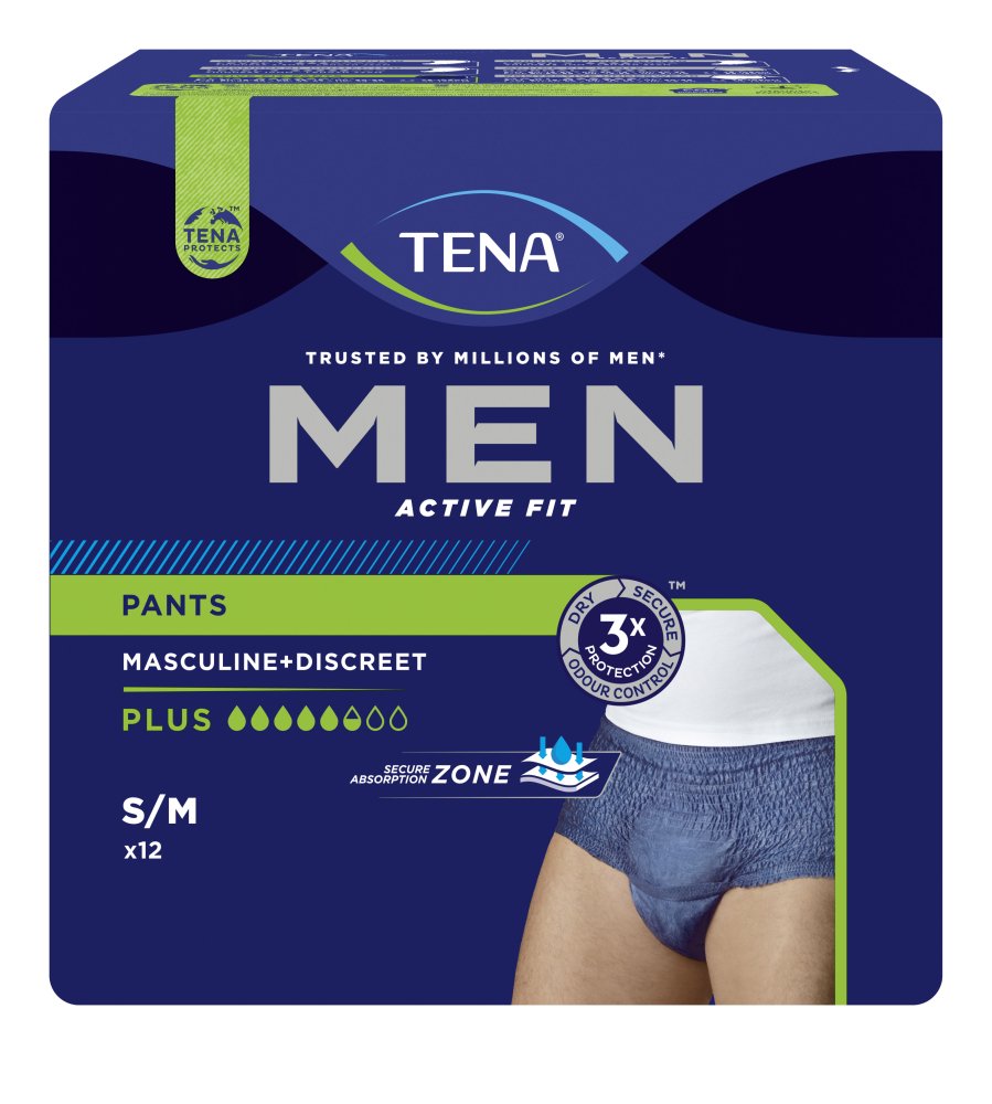TENA men active Fit Pants Plus S/M, Hüfte 75-105 cm (1Karton: 4 x 12 Stück)