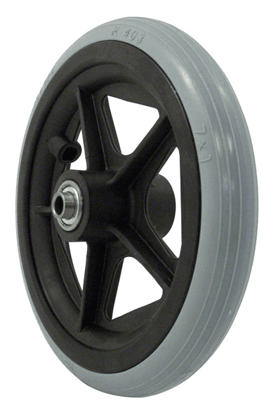 Rad mit PU-Reifen 5 Speichen Nabenlänge 60 mm, schwarz/grau