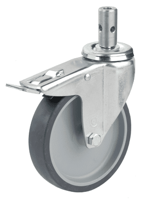 Rad für Toilettenrollstuhl mit Doppelstop 125mm Durchmesser