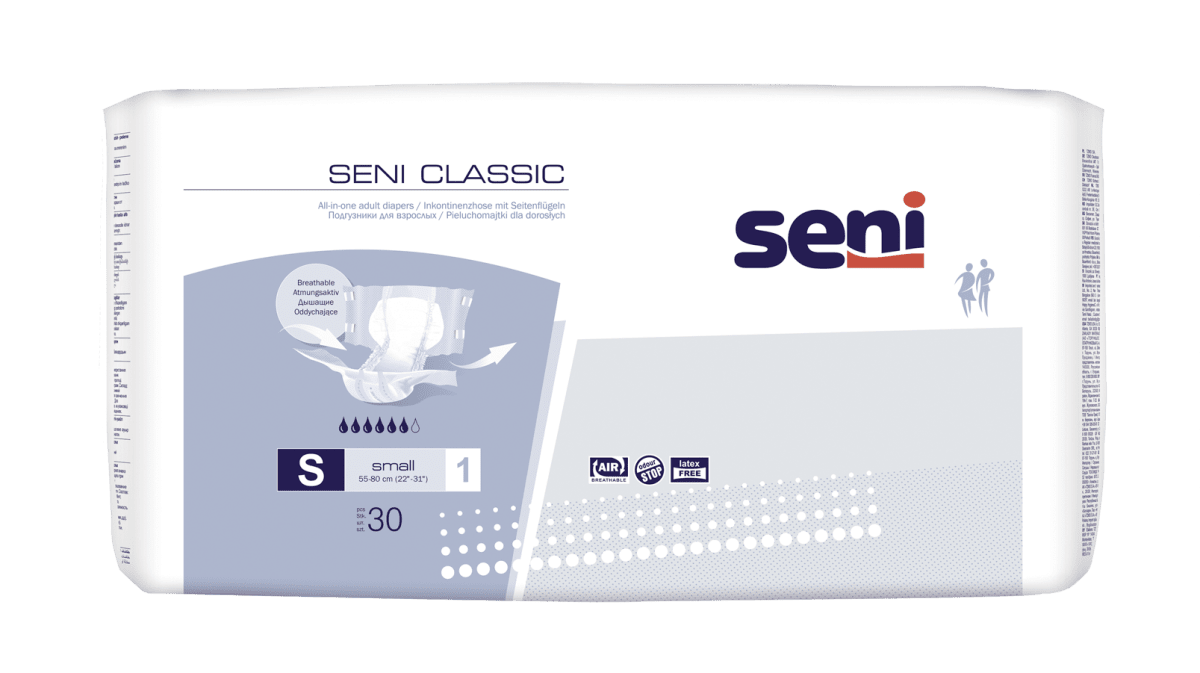 Inkontinenzhosen Seni CLASSIC S, Hüfte 55-80 cm (1Karton: 4 x 30 Stück)