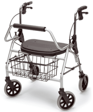 Rollator XXL mit Rückenbügel, Sitz,Korb,PU, maximal 200Kg,silber (Dietz)