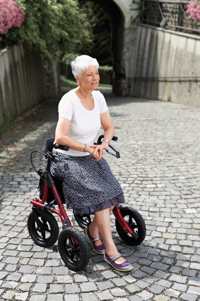 Rollator TAiMA XC, luftbereift, Netz und Stockhalter, rot-metallic (Dietz) – Bild 4