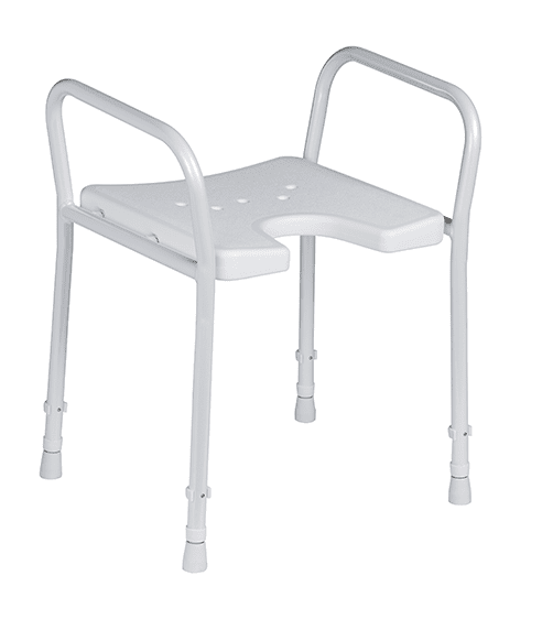 Duschhocker 9402-A höhenverstellbar mit Armlehne und Hygieneausschnitt weiß (Dietz)