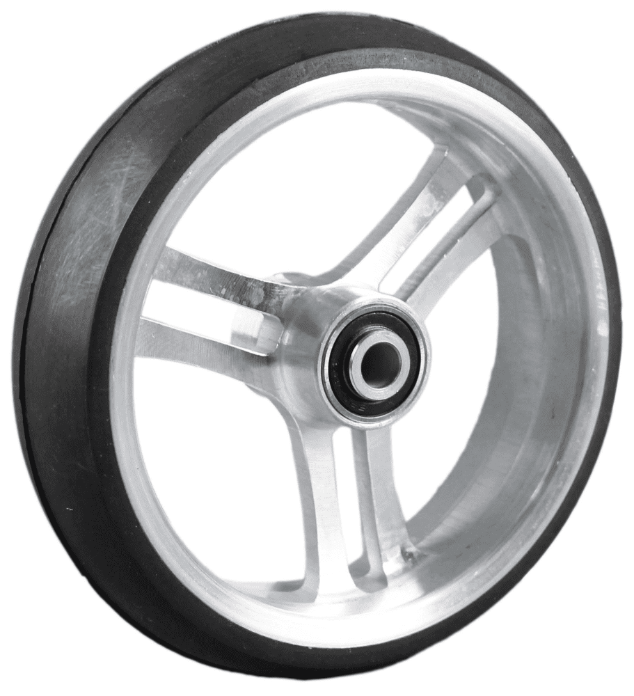 Rad mit 6-Speichen-Alu-Felge silber, Vollgummi 125x32 schwarz,NL36
