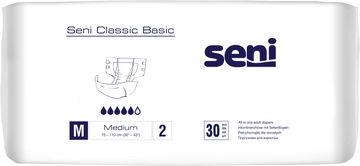 Inkontinenzhosen Seni CLASSIC BASIC M, Hüfte 75-110 cm (1 Karton: 4 x 30 Stück)