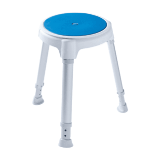 Duschhocker TAYO rund weiß, mit Drehteller blau (Dietz)