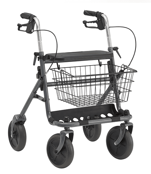 Rollator FAKTO+ mit Tablett, Korb, Stockhalter, mangan grey metallic (Dietz) nur in 2er Schritten bestellbar