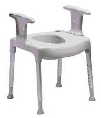 Toilettenstützgestell Swift mit Armlehnen und Spritzschutz, Sitzhöhe 42-57 cm