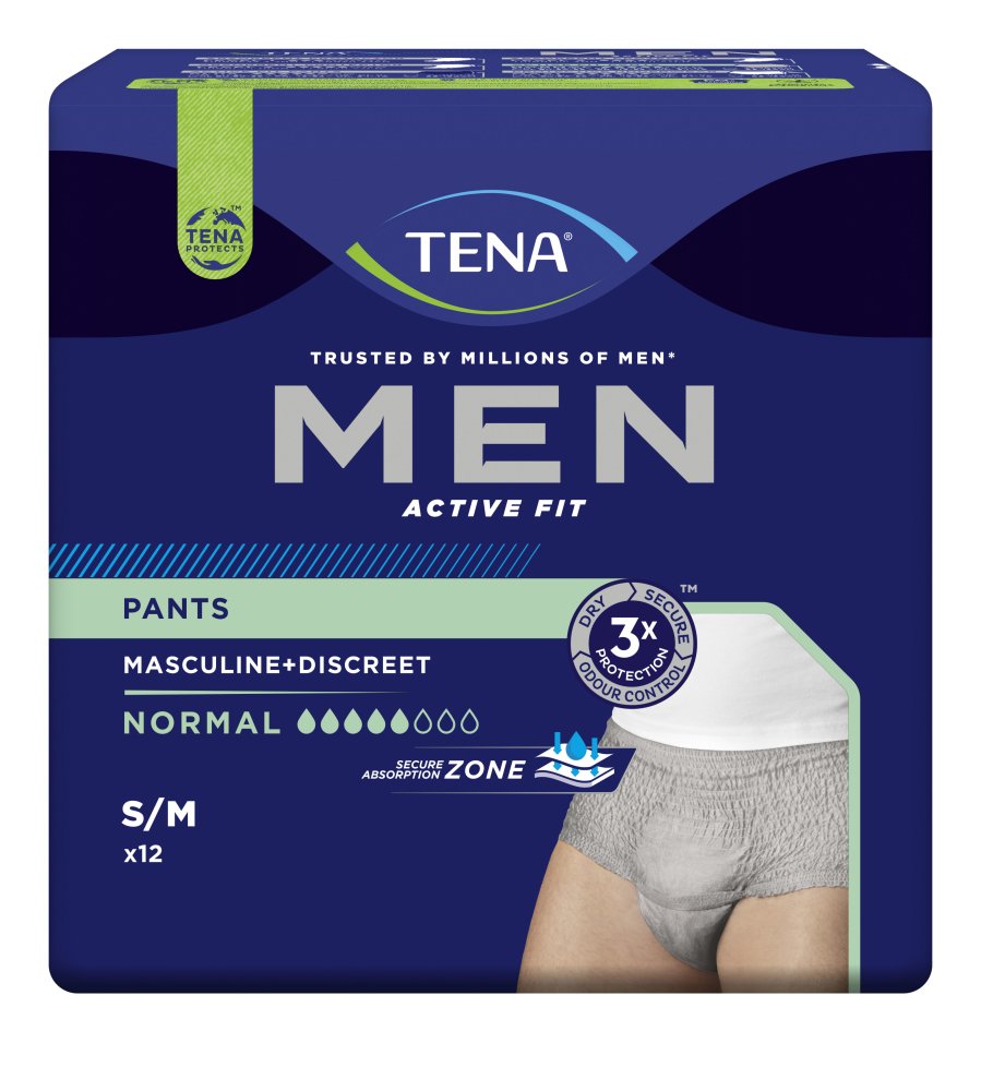Inkontinenzunterwäsche TENA Men Active Fit Pants Normal Größe S/M (1 Karton : 4 x 12 Stück)