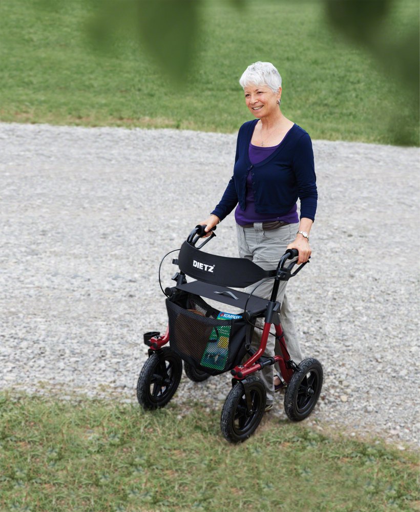 Rollator TAiMA XC, luftbereift, Netz und Stockhalter, rot-metallic (Dietz) – Bild 2