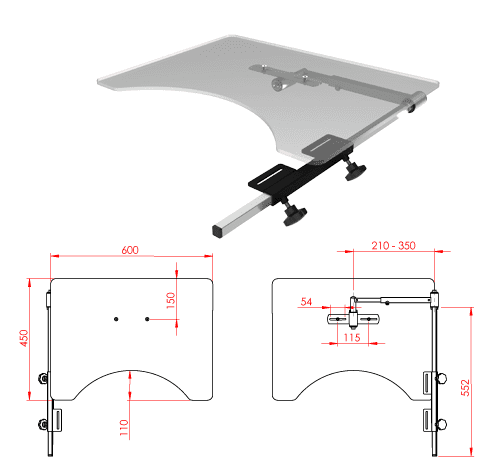 Therapietisch 600x450x8mm, klappbar