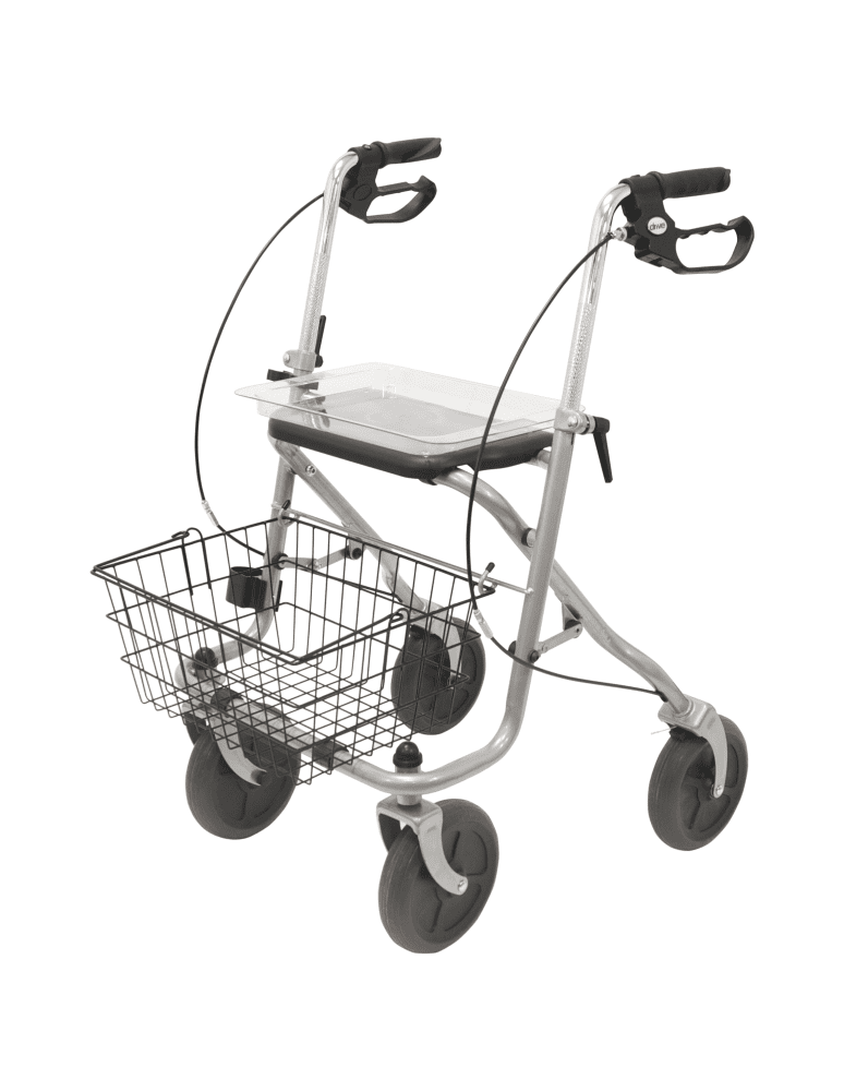 Rollator MIGO 2G 190/50 mit Stockhhalter, Tablett, Korb, PU, silber nur in 2er Schritten bestellbar