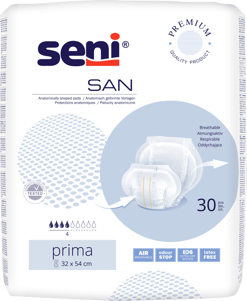 Inkontinenzvorlagen Seni San Prima (1 Karton: 4 x 30 Stück)