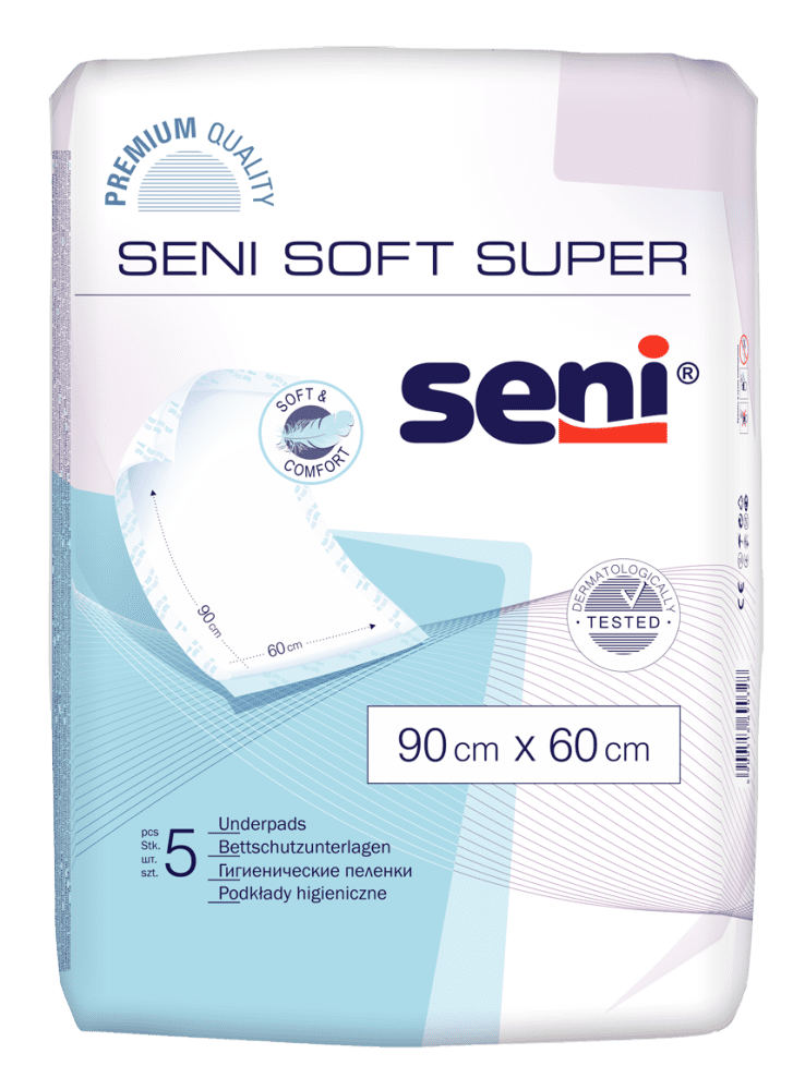 Bettschutzunterlagen Seni Soft Super 90x60 (1 Karton: 12 x 5 Stück)
