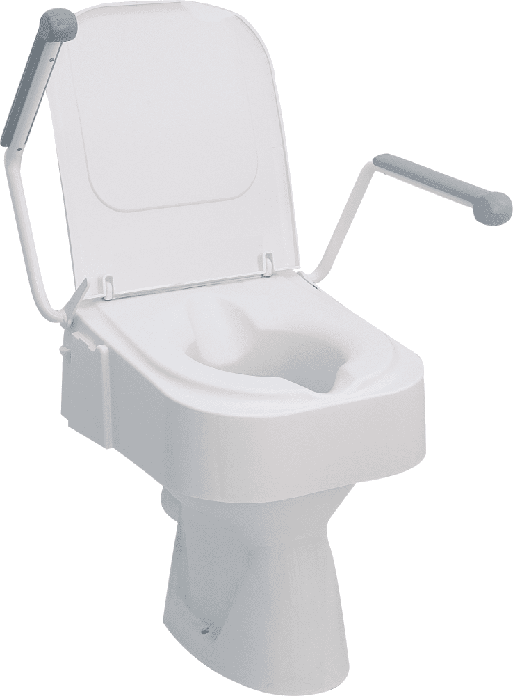 Toilettensitzerhöhung TSE 150 mit Deckel und Armlehnen weiß