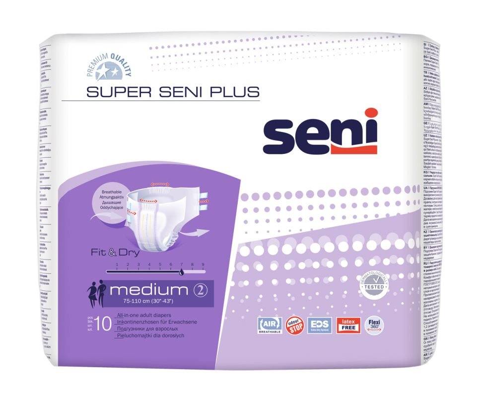 Inkontinenzhosen atmungsaktiv Seni Super Plus Medium (1 Karton: 6 x 10 Stück)