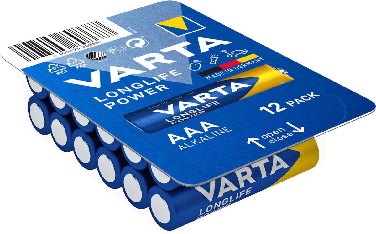 Batterie Varta Longlife Power, LR03, AAA, Alkaline (VPE: 12 Stück)