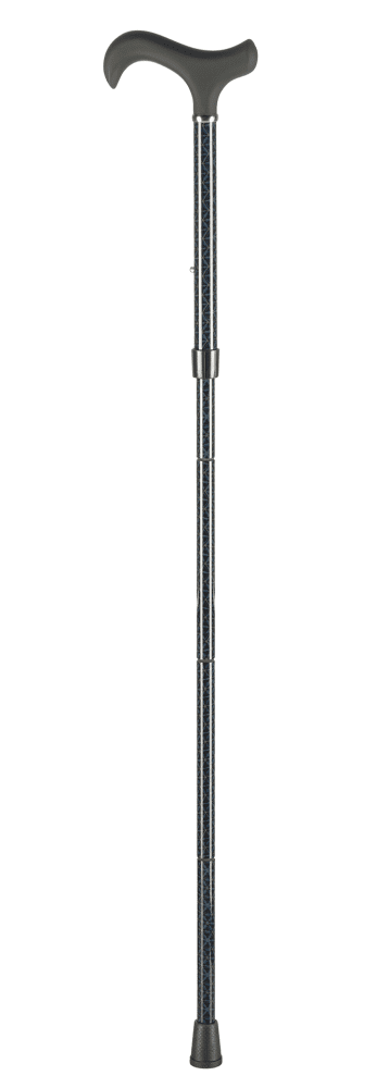 Gehstock Derbygriff Carbon, Softtouch-Oberfläche blau-schwarz-grau, Geschenkbox, Chromring, 100 kg – Bild 2