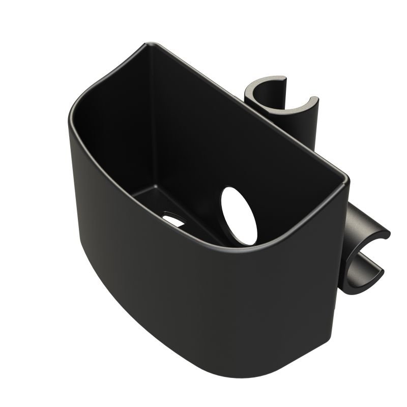 Stockhalter für 2 Gehhilfen, klemmbar, mit Bandfixierung und Topf