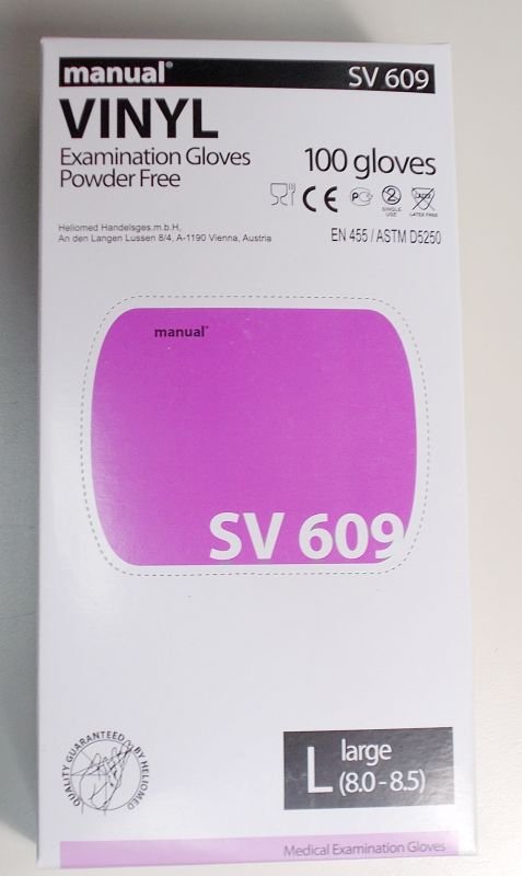 Einmalhandschuh Vinyl, manual Packung (100 Stück), puderfrei – Bild 2