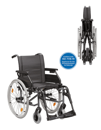 Standardrollstuhl Tomtar MR-S mit Kombiarmlehne, PU, Steckachse, mangan grey metallic (Dietz) Basix