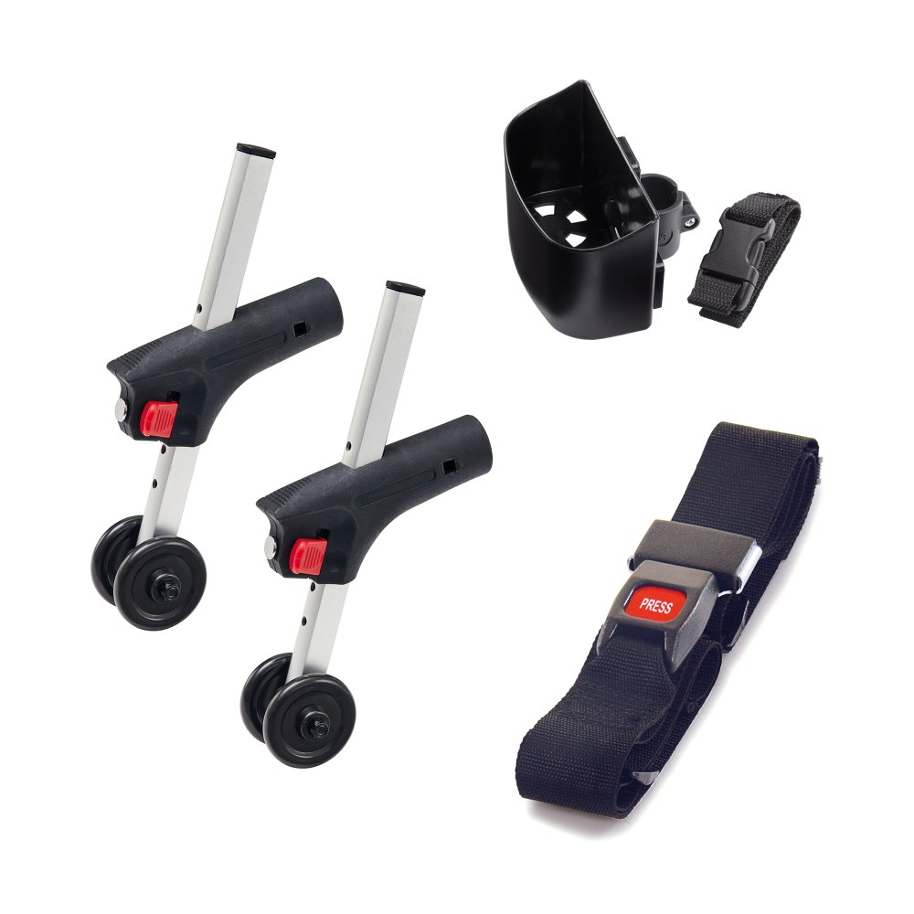 Rollstuhlset für Manuelle Rollstühle, 2x Anti-Kipp-Stütze, 1x Beckengurt, 1x Stockhalter (Dietz) AOK