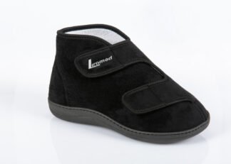 Verbandschuhe Liromed schwarz Velours, hoch, klett, 40°C waschbar