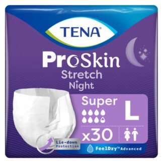 Einweghose TENA Pants PROskin Stretch Night Super L, Hüftumfang 103-140 cm (1 Karton: 2 x 30 Stück)