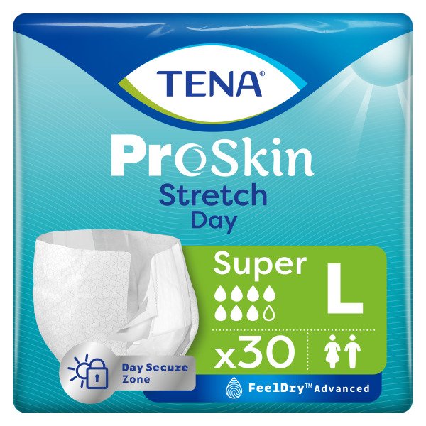 Einweghose TENA Pants PROskin Stretch Day Super L, Hüftumfang 103-140 cm (1 Karton: 2 x 30 Stück)